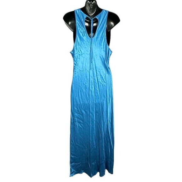 NEW Rails cobalt blue silky satin open tie back Solene midi dress size large - Picture 9 of 9